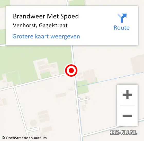 Locatie op kaart van de 112 melding: Brandweer Met Spoed Naar Venhorst, Gagelstraat op 15 augustus 2021 14:04