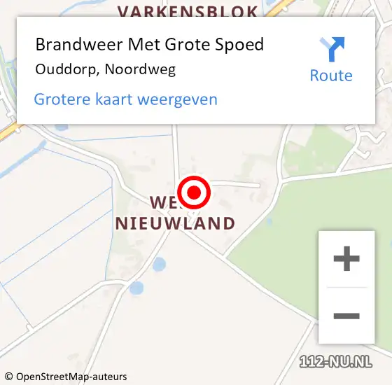 Locatie op kaart van de 112 melding: Brandweer Met Grote Spoed Naar Ouddorp, Noordweg op 15 augustus 2021 14:28