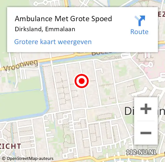 Locatie op kaart van de 112 melding: Ambulance Met Grote Spoed Naar Dirksland, Emmalaan op 15 augustus 2021 14:29
