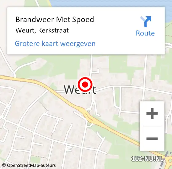 Locatie op kaart van de 112 melding: Brandweer Met Spoed Naar Weurt, Kerkstraat op 15 augustus 2021 14:35