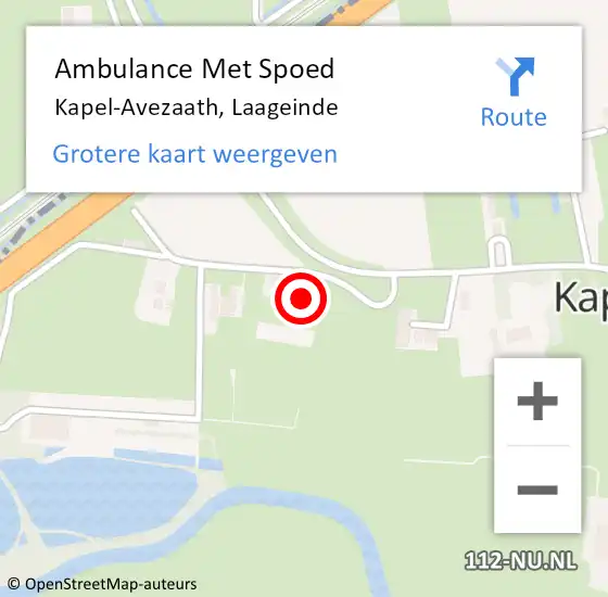 Locatie op kaart van de 112 melding: Ambulance Met Spoed Naar Kapel-Avezaath, Laageinde op 15 augustus 2021 14:39