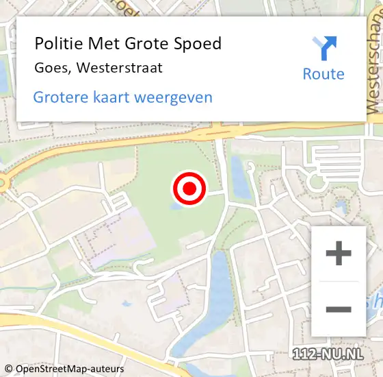 Locatie op kaart van de 112 melding: Politie Met Grote Spoed Naar Goes, Westerstraat op 15 augustus 2021 14:43