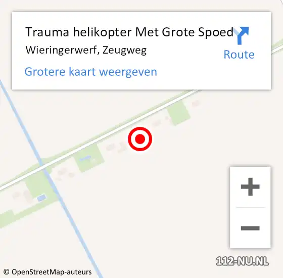 Locatie op kaart van de 112 melding: Trauma helikopter Met Grote Spoed Naar Wieringerwerf, Zeugweg op 15 augustus 2021 14:46