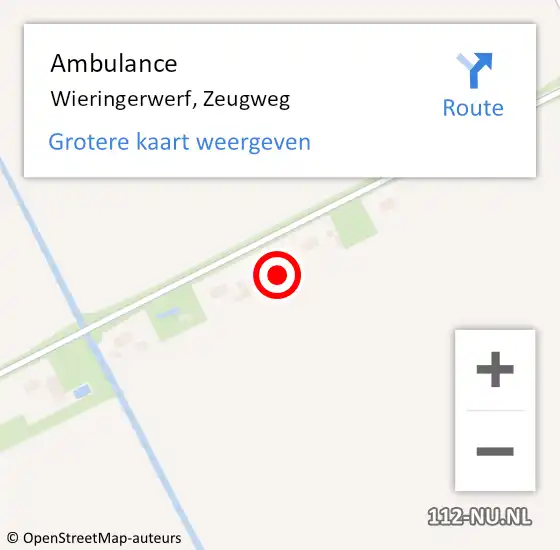 Locatie op kaart van de 112 melding: Ambulance Wieringerwerf, Zeugweg op 15 augustus 2021 14:48