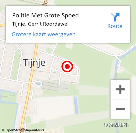 Locatie op kaart van de 112 melding: Politie Met Grote Spoed Naar Tijnje, Gerrit Roordawei op 15 augustus 2021 14:49