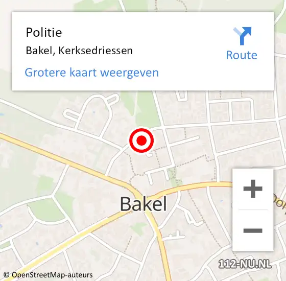 Locatie op kaart van de 112 melding: Politie Bakel, Kerksedriessen op 15 augustus 2021 15:13