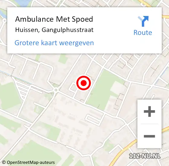 Locatie op kaart van de 112 melding: Ambulance Met Spoed Naar Huissen, Gangulphusstraat op 15 augustus 2021 15:24