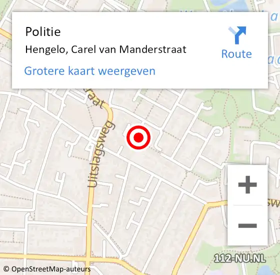 Locatie op kaart van de 112 melding: Politie Hengelo, Carel van Manderstraat op 15 augustus 2021 15:34