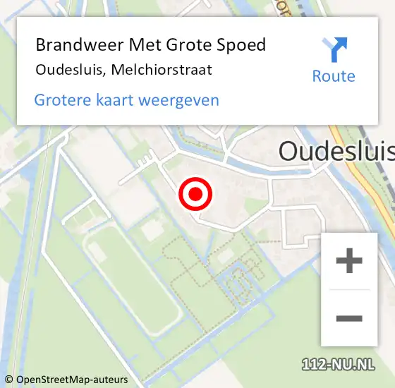 Locatie op kaart van de 112 melding: Brandweer Met Grote Spoed Naar Oudesluis, Melchiorstraat op 15 augustus 2021 15:43