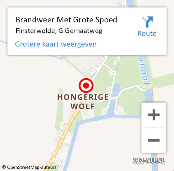 Locatie op kaart van de 112 melding: Brandweer Met Grote Spoed Naar Finsterwolde, G.Gernaatweg op 15 augustus 2021 16:59