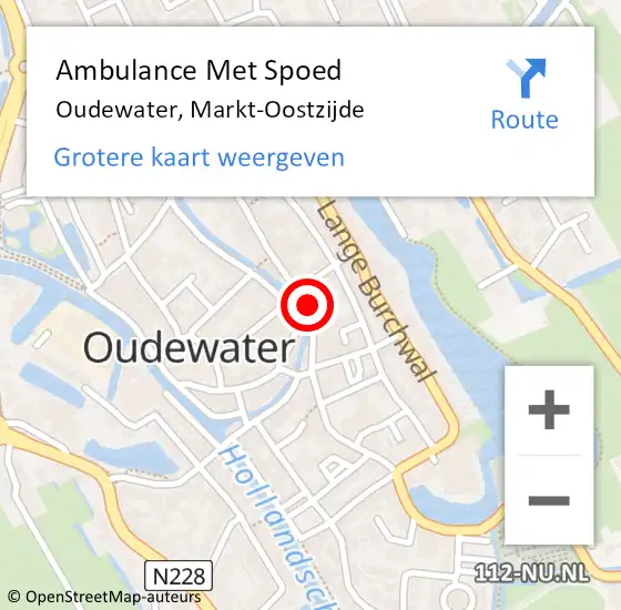 Locatie op kaart van de 112 melding: Ambulance Met Spoed Naar Oudewater, Markt-Oostzijde op 15 augustus 2021 17:02