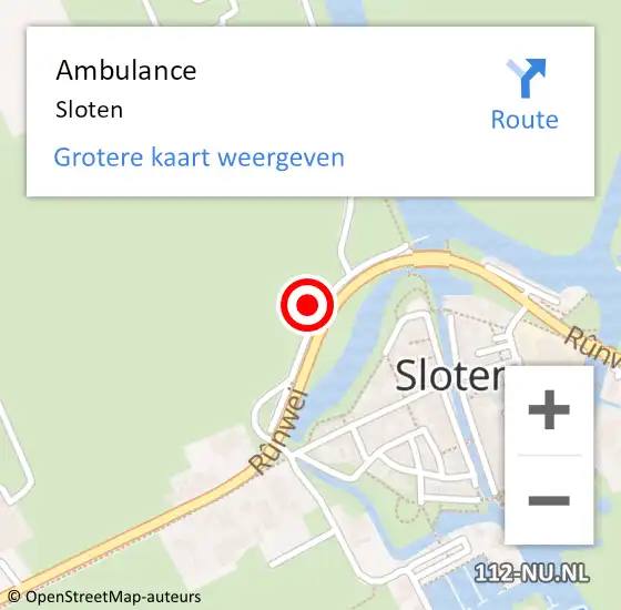 Locatie op kaart van de 112 melding: Ambulance Sloten op 15 augustus 2021 17:05