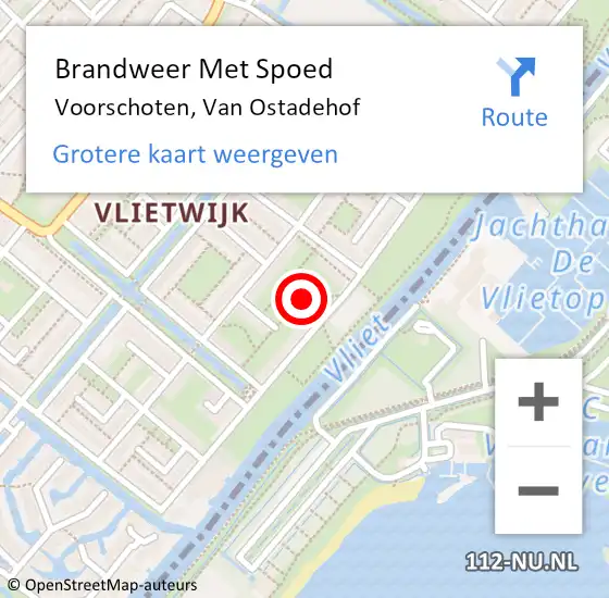 Locatie op kaart van de 112 melding: Brandweer Met Spoed Naar Voorschoten, Van Ostadehof op 15 augustus 2021 17:14