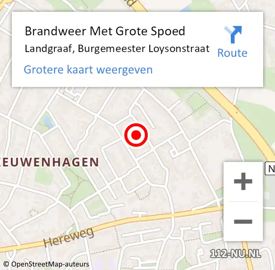 Locatie op kaart van de 112 melding: Brandweer Met Grote Spoed Naar Landgraaf, Burgemeester Loysonstraat op 15 augustus 2021 17:16