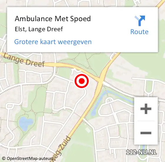 Locatie op kaart van de 112 melding: Ambulance Met Spoed Naar Elst, Lange Dreef op 15 augustus 2021 17:17