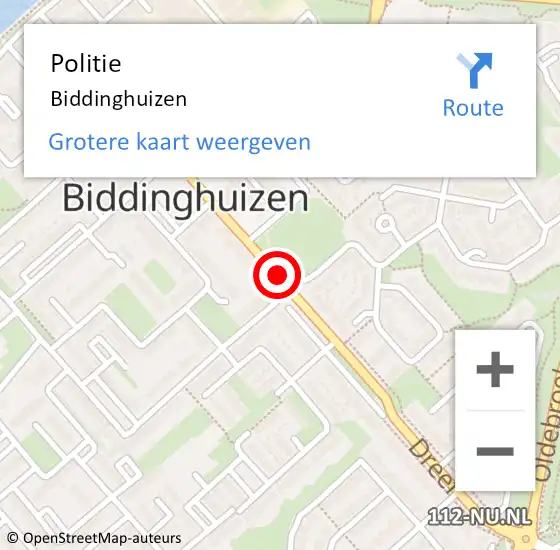 Locatie op kaart van de 112 melding: Politie Biddinghuizen op 15 augustus 2021 17:26