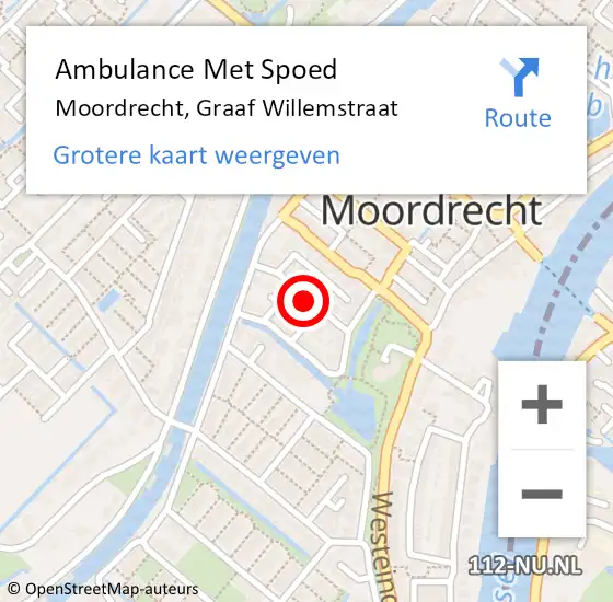 Locatie op kaart van de 112 melding: Ambulance Met Spoed Naar Moordrecht, Graaf Willemstraat op 15 augustus 2021 17:35