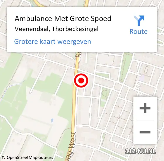 Locatie op kaart van de 112 melding: Ambulance Met Grote Spoed Naar Veenendaal, Thorbeckesingel op 15 augustus 2021 17:42