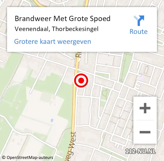 Locatie op kaart van de 112 melding: Brandweer Met Grote Spoed Naar Veenendaal, Thorbeckesingel op 15 augustus 2021 17:42