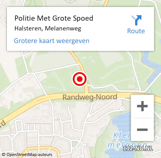 Locatie op kaart van de 112 melding: Politie Met Grote Spoed Naar Halsteren, Melanenweg op 15 augustus 2021 17:58