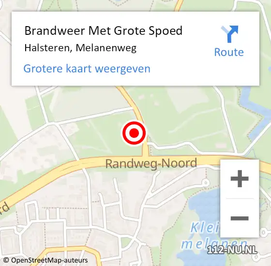 Locatie op kaart van de 112 melding: Brandweer Met Grote Spoed Naar Halsteren, Melanenweg op 15 augustus 2021 17:58