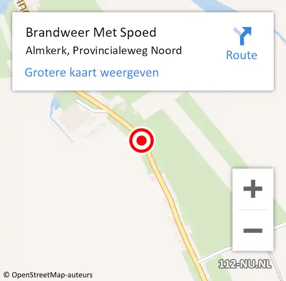 Locatie op kaart van de 112 melding: Brandweer Met Spoed Naar Almkerk, Provincialeweg Noord op 5 oktober 2013 16:13