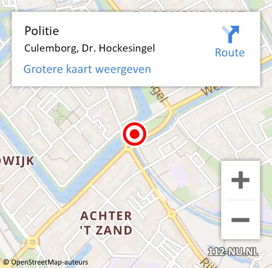 Locatie op kaart van de 112 melding: Politie Culemborg, Dr. Hockesingel op 15 augustus 2021 18:05