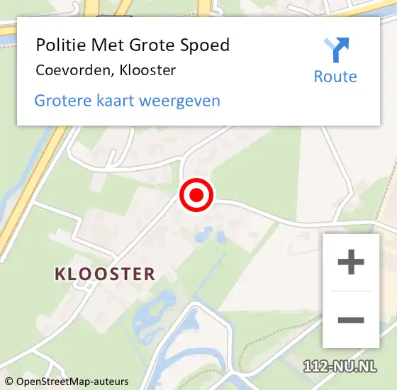 Locatie op kaart van de 112 melding: Politie Met Grote Spoed Naar Coevorden, Klooster op 15 augustus 2021 18:09