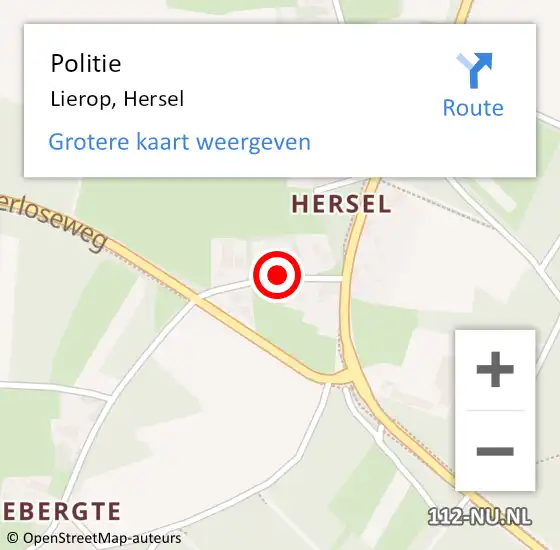 Locatie op kaart van de 112 melding: Politie Lierop, Hersel op 15 augustus 2021 18:16