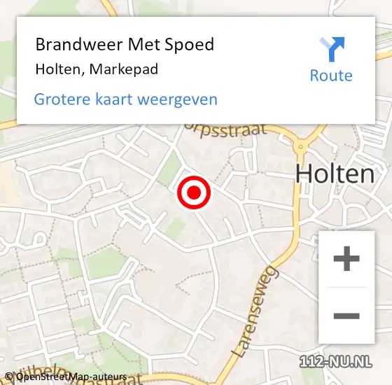 Locatie op kaart van de 112 melding: Brandweer Met Spoed Naar Holten, Markepad op 15 augustus 2021 18:25