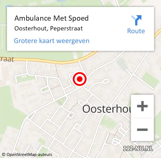 Locatie op kaart van de 112 melding: Ambulance Met Spoed Naar Oosterhout, Peperstraat op 15 augustus 2021 18:27