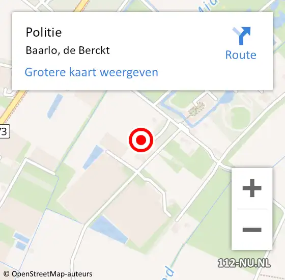 Locatie op kaart van de 112 melding: Politie Baarlo, de Berckt op 15 augustus 2021 18:52