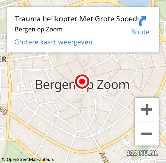 Locatie op kaart van de 112 melding: Trauma helikopter Met Grote Spoed Naar Bergen op Zoom op 15 augustus 2021 19:03