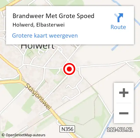 Locatie op kaart van de 112 melding: Brandweer Met Grote Spoed Naar Holwerd, Elbasterwei op 15 augustus 2021 19:08