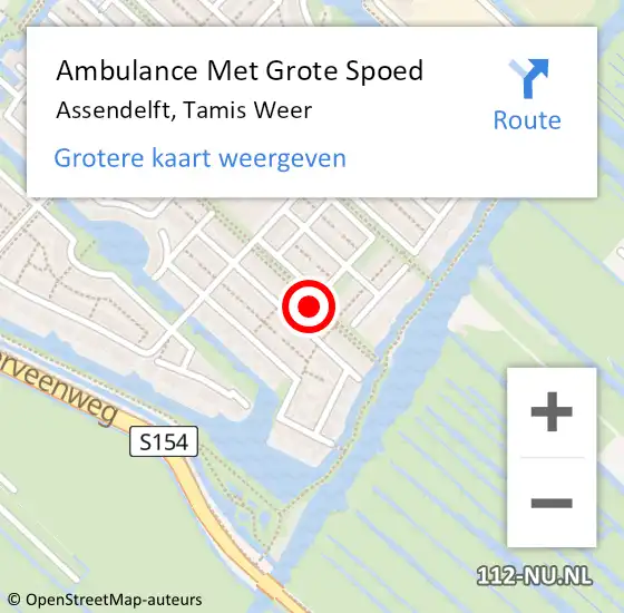 Locatie op kaart van de 112 melding: Ambulance Met Grote Spoed Naar Assendelft, Tamis Weer op 15 augustus 2021 19:27