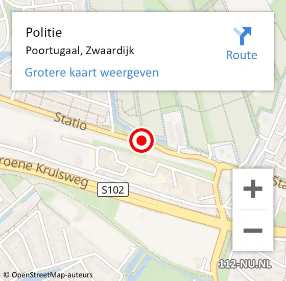 Locatie op kaart van de 112 melding: Politie Poortugaal, Zwaardijk op 15 augustus 2021 20:06