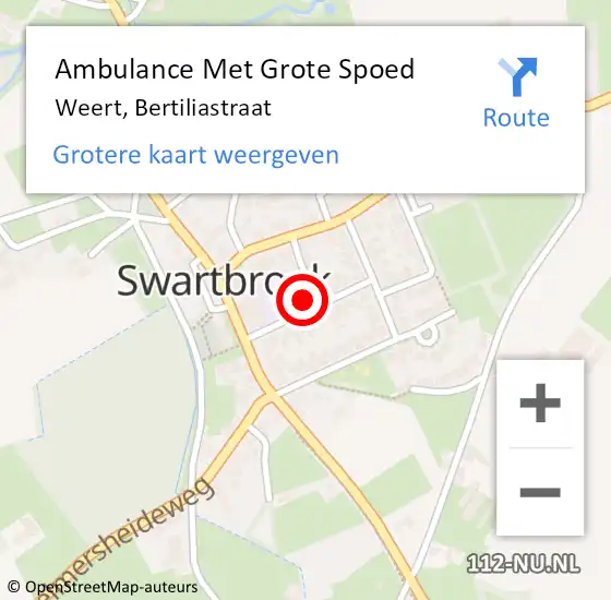 Locatie op kaart van de 112 melding: Ambulance Met Grote Spoed Naar Weert, Bertiliastraat op 15 augustus 2021 20:25