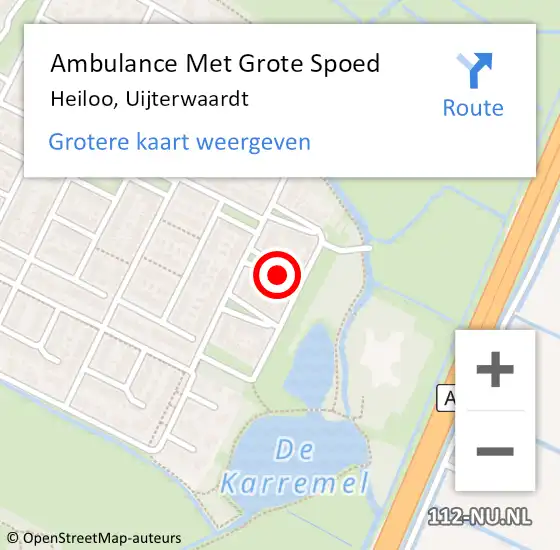 Locatie op kaart van de 112 melding: Ambulance Met Grote Spoed Naar Heiloo, Uijterwaardt op 15 augustus 2021 21:01