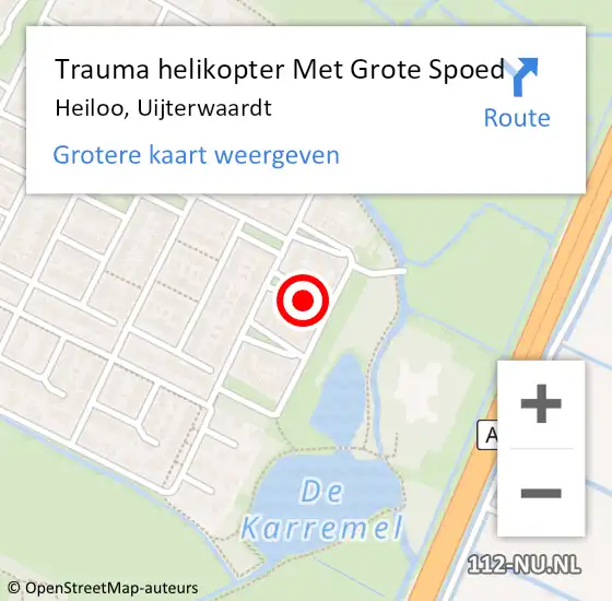 Locatie op kaart van de 112 melding: Trauma helikopter Met Grote Spoed Naar Heiloo, Uijterwaardt op 15 augustus 2021 21:02