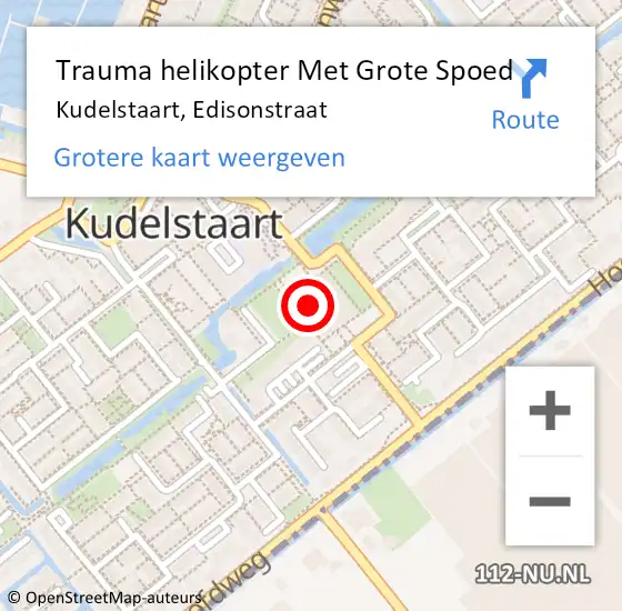 Locatie op kaart van de 112 melding: Trauma helikopter Met Grote Spoed Naar Kudelstaart, Edisonstraat op 15 augustus 2021 21:24