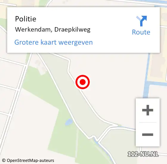 Locatie op kaart van de 112 melding: Politie Werkendam, Draepkilweg op 15 augustus 2021 22:08