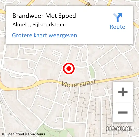 Locatie op kaart van de 112 melding: Brandweer Met Spoed Naar Almelo, Pijlkruidstraat op 19 juni 2014 20:17