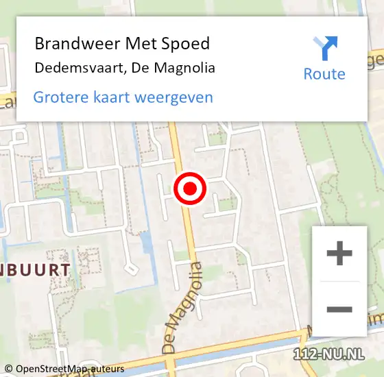 Locatie op kaart van de 112 melding: Brandweer Met Spoed Naar Dedemsvaart, De Magnolia op 15 augustus 2021 22:33