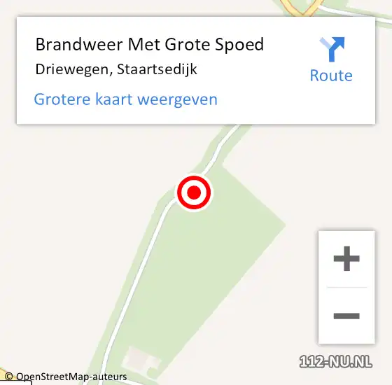 Locatie op kaart van de 112 melding: Brandweer Met Grote Spoed Naar Driewegen, Staartsedijk op 15 augustus 2021 23:03