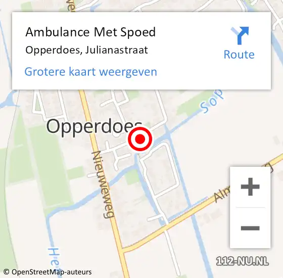Locatie op kaart van de 112 melding: Ambulance Met Spoed Naar Opperdoes, Julianastraat op 15 augustus 2021 23:14