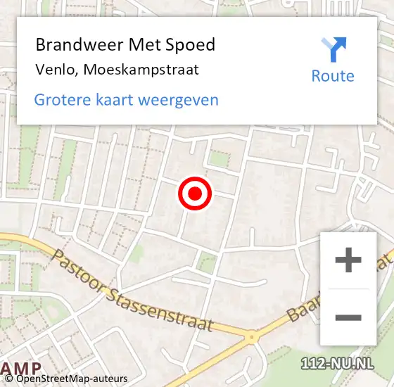 Locatie op kaart van de 112 melding: Brandweer Met Spoed Naar Venlo, Moeskampstraat op 15 augustus 2021 23:26