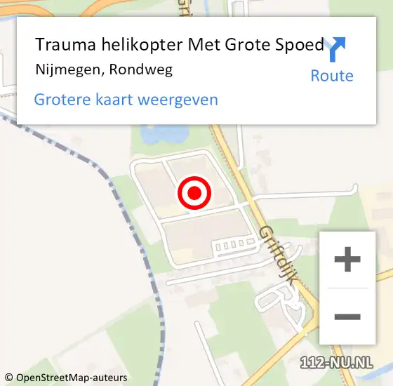 Locatie op kaart van de 112 melding: Trauma helikopter Met Grote Spoed Naar Nijmegen, Rondweg op 15 augustus 2021 23:36