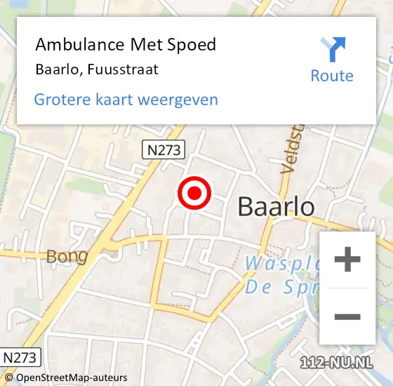 Locatie op kaart van de 112 melding: Ambulance Met Spoed Naar Baarlo, Fuusstraat op 19 juni 2014 20:28