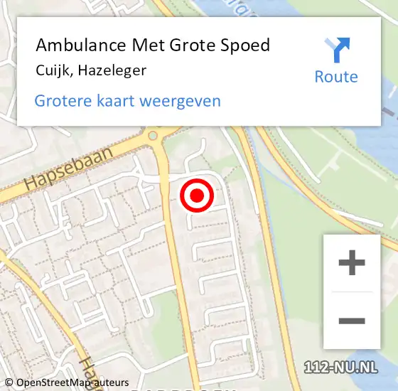 Locatie op kaart van de 112 melding: Ambulance Met Grote Spoed Naar Cuijk, Hazeleger op 15 augustus 2021 23:55