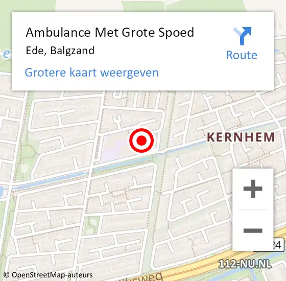 Locatie op kaart van de 112 melding: Ambulance Met Grote Spoed Naar Ede, Balgzand op 16 augustus 2021 00:04